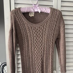 Pink Rose Women's Taupe Cable Knit Sweater